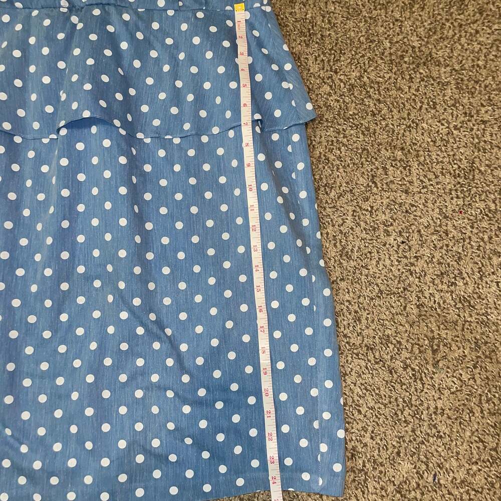Vintage- Fredrick’s Of HollywoodLight Blue Polka Dot Peplum Dress - Picture 5 of 6